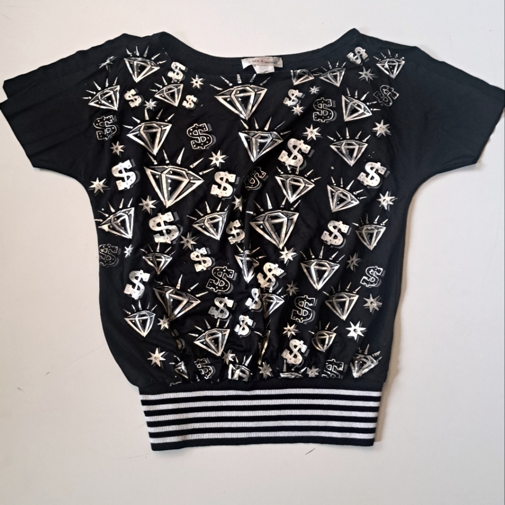 Dollar sign diamond printed top Small